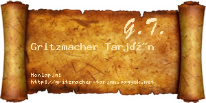 Gritzmacher Tarján névjegykártya